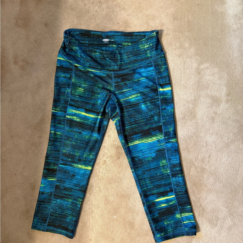 Old Navy Women's Teal and Lime Leggings